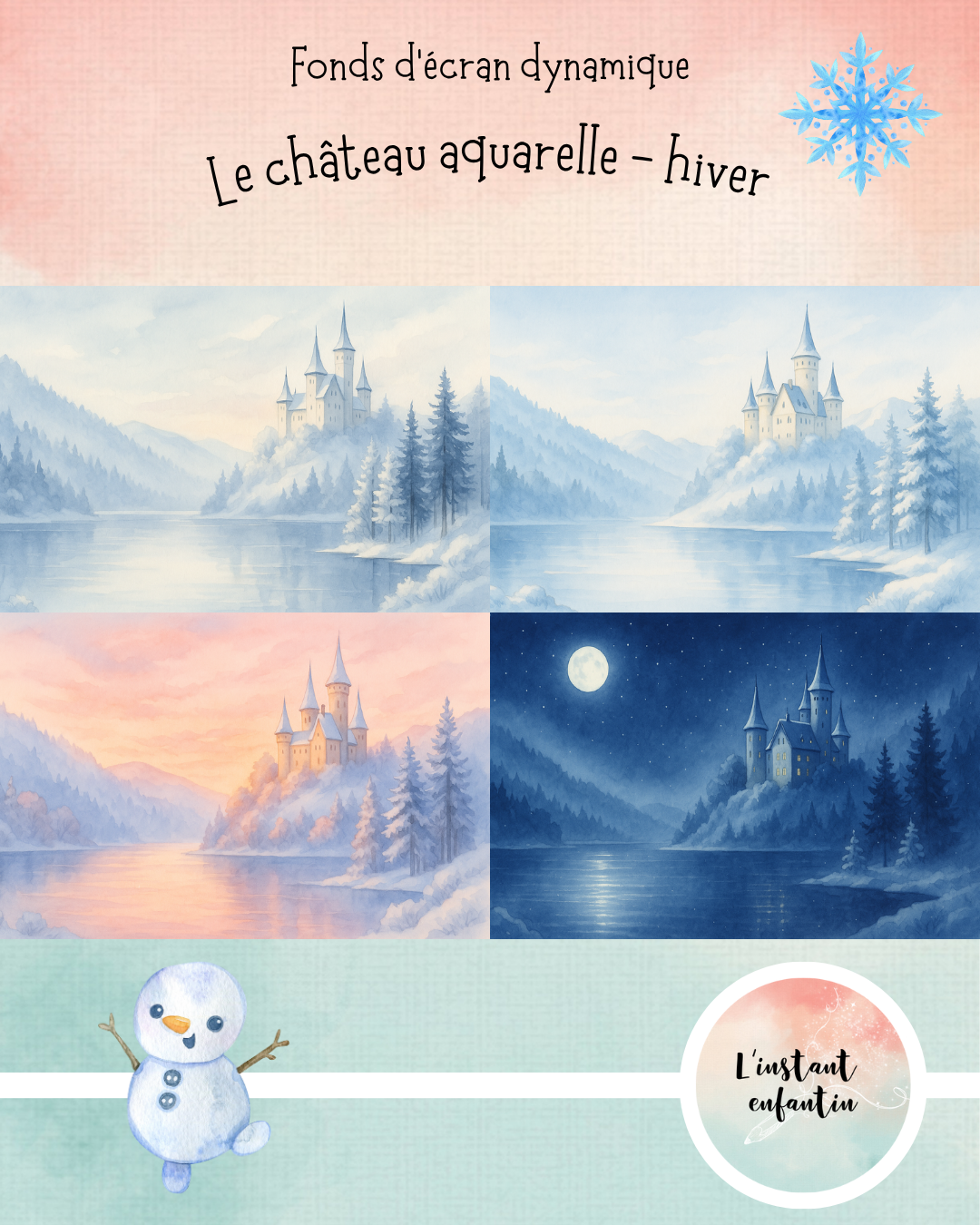 Château aquarelle hiver