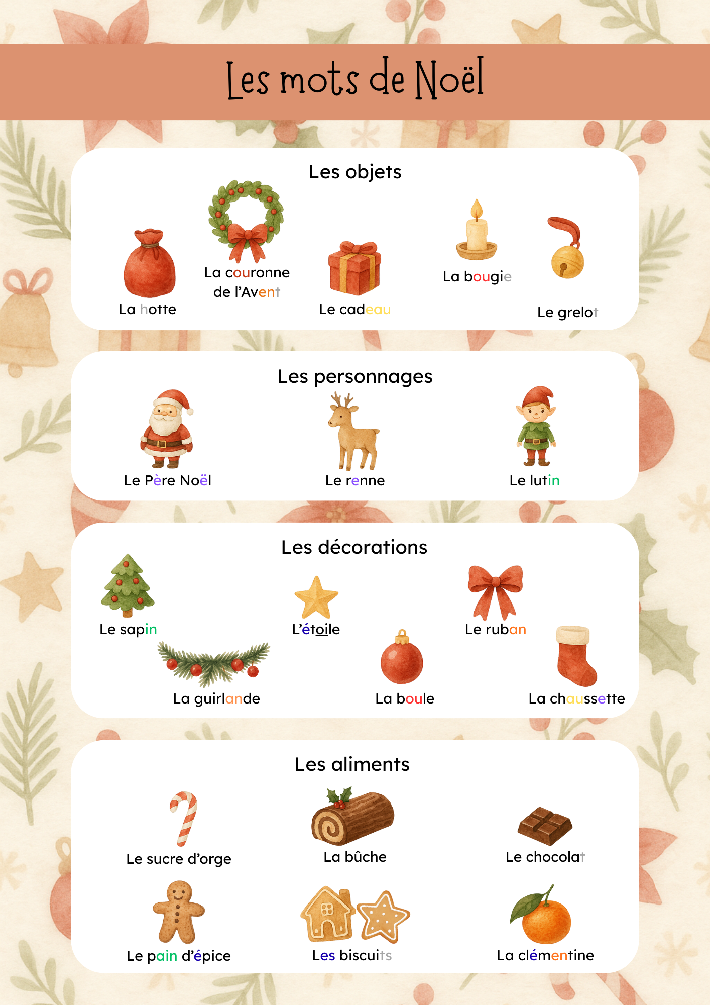 Les mots de Noël adaptés